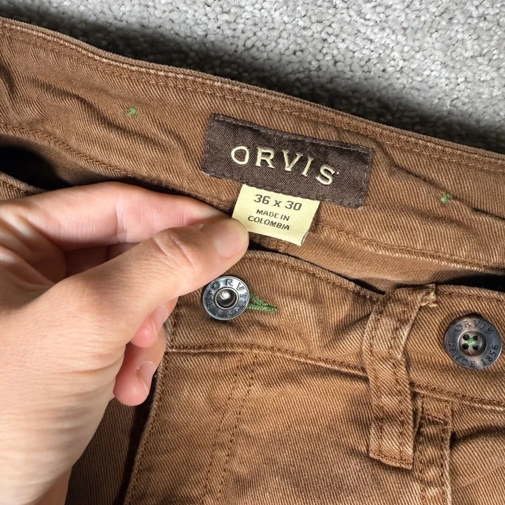 Orvis Men's 36x30 Brown Utility Double Knee Canvas Field Pants Hunting Outdoor